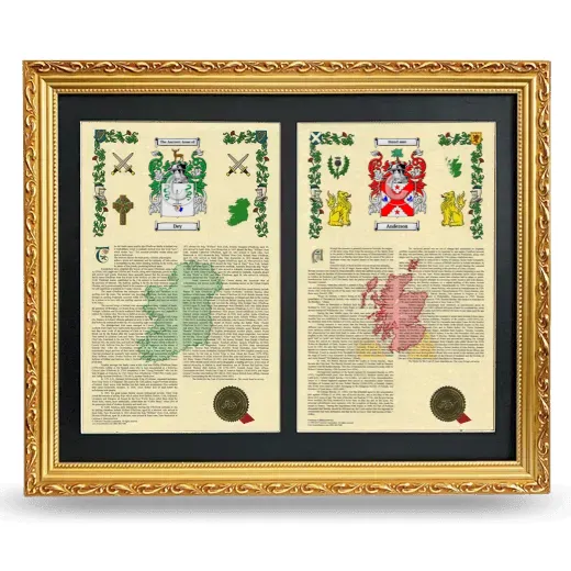 Double Armorial History Framed - Gold