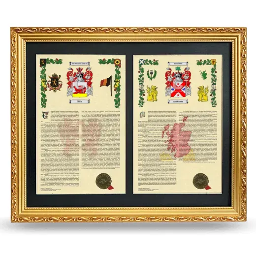 Double Armorial History Framed - Gold