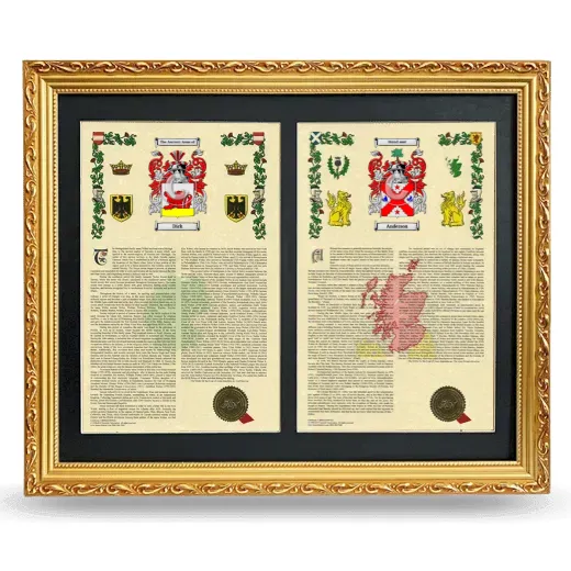 Double Armorial History Framed - Gold