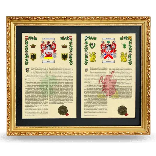 Double Armorial History Framed - Gold