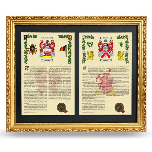 Double Armorial History Framed - Gold