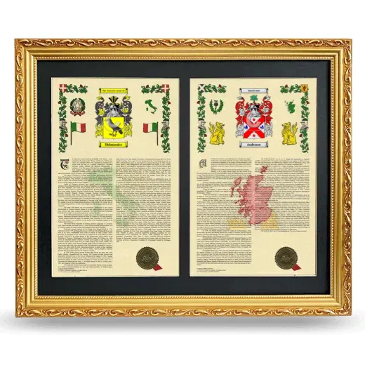 Double Armorial History Framed - Gold