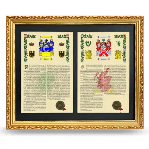 Double Armorial History Framed - Gold