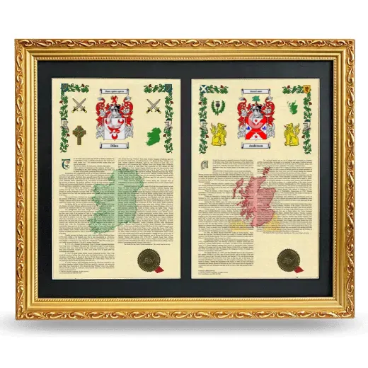 Double Armorial History Framed - Gold