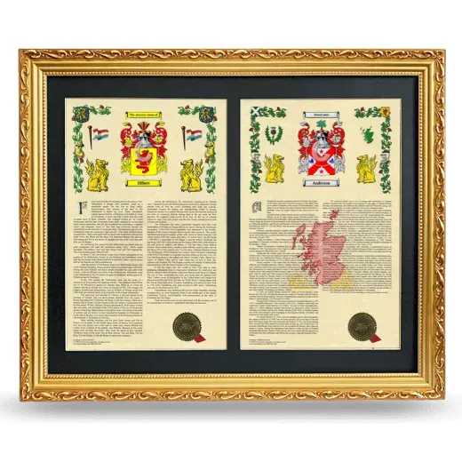 Double Armorial History Framed - Gold