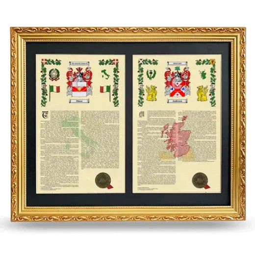 Double Armorial History Framed - Gold