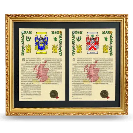 Double Armorial History Framed - Gold