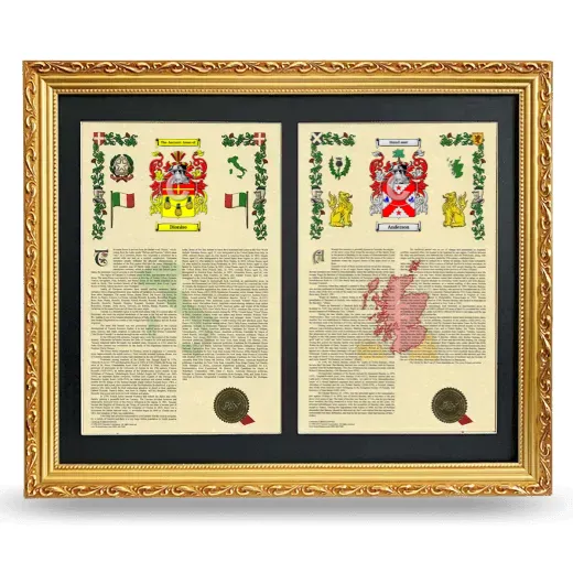 Double Armorial History Framed - Gold