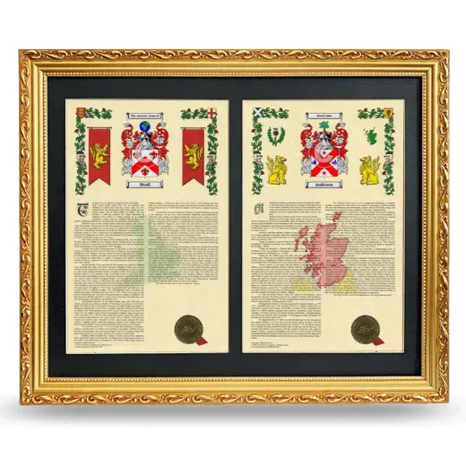 Double Armorial History Framed - Gold