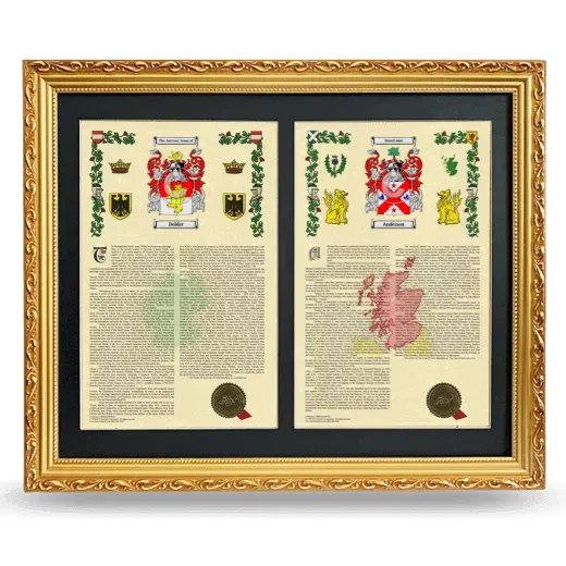 Double Armorial History Framed - Gold