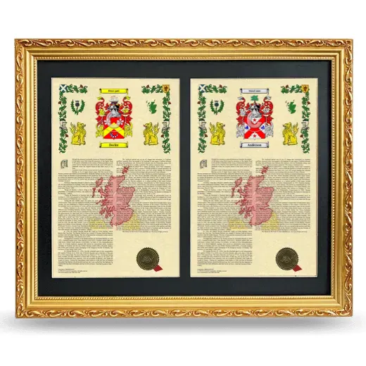 Double Armorial History Framed - Gold