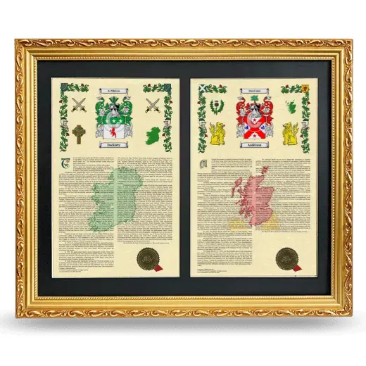 Double Armorial History Framed - Gold