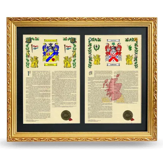 Double Armorial History Framed - Gold