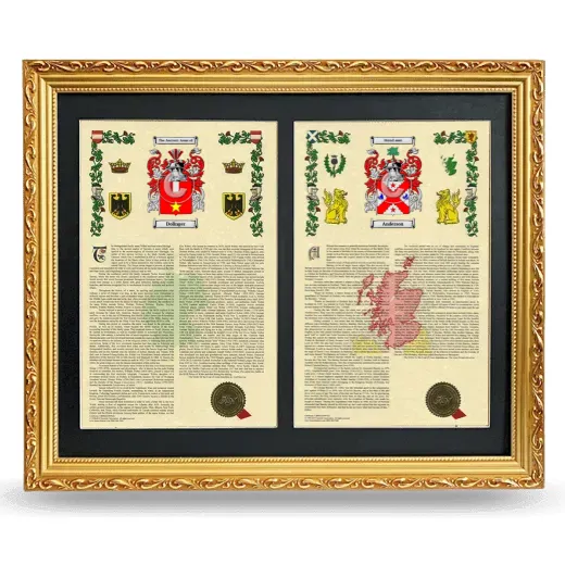 Double Armorial History Framed - Gold