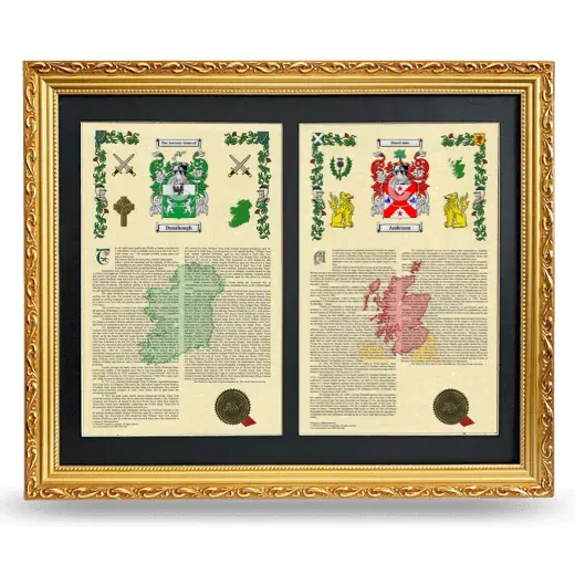 Double Armorial History Framed - Gold