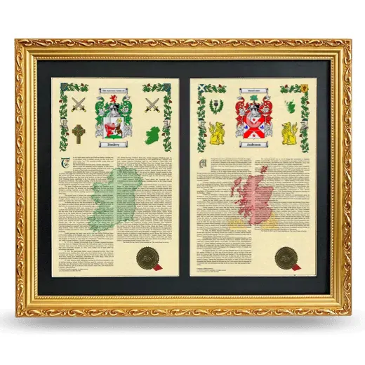 Double Armorial History Framed - Gold