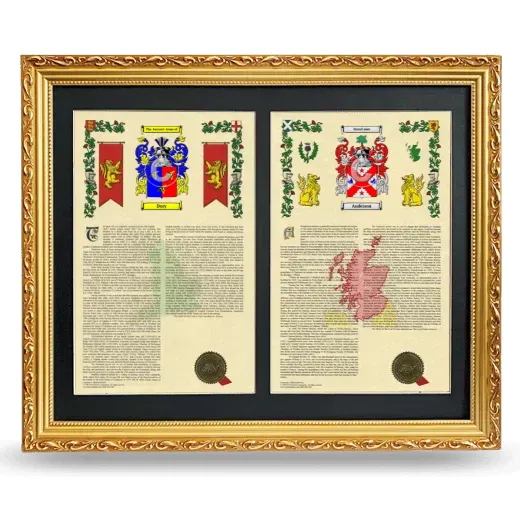 Double Armorial History Framed - Gold