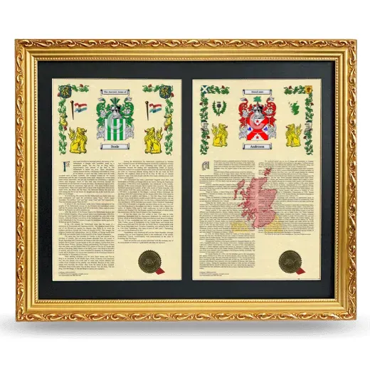 Double Armorial History Framed - Gold