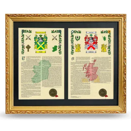 Double Armorial History Framed - Gold