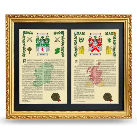 Double Armorial History Framed - Gold