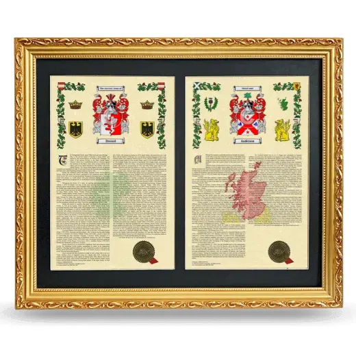 Double Armorial History Framed - Gold