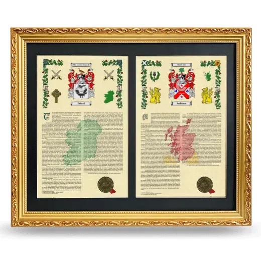 Double Armorial History Framed - Gold
