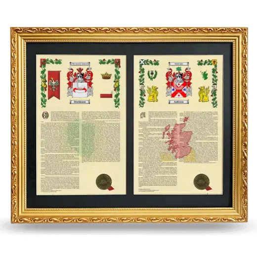 Double Armorial History Framed - Gold