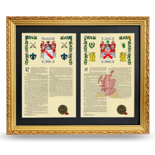 Double Armorial History Framed - Gold