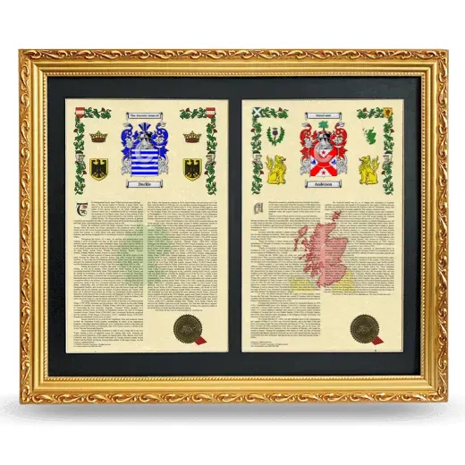 Double Armorial History Framed - Gold