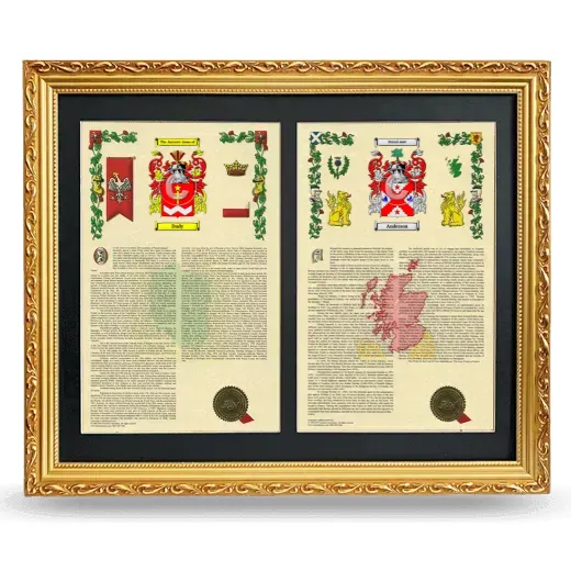 Double Armorial History Framed - Gold