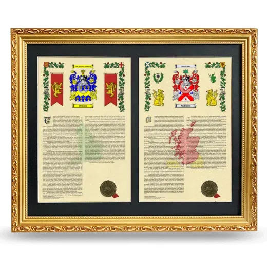 Double Armorial History Framed - Gold