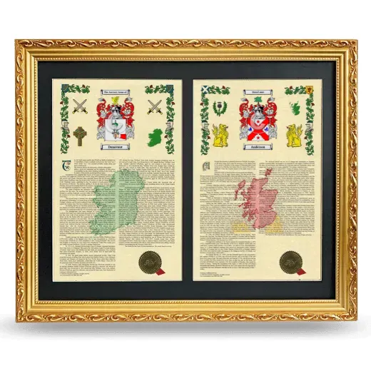Double Armorial History Framed - Gold
