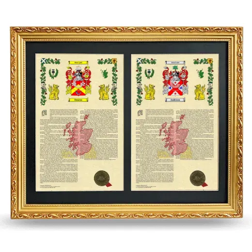 Double Armorial History Framed - Gold