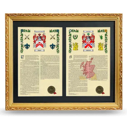 Double Armorial History Framed - Gold