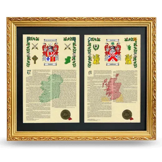 Double Armorial History Framed - Gold