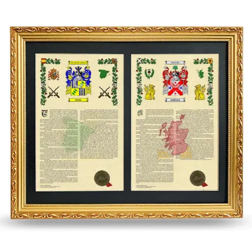 Double Armorial History Framed - Gold