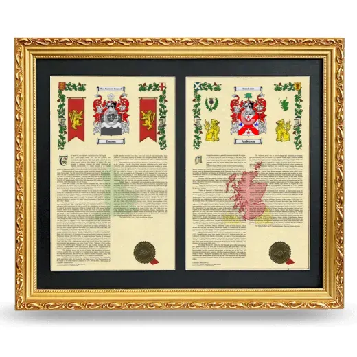 Double Armorial History Framed - Gold