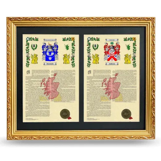 Double Armorial History Framed - Gold