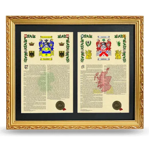 Double Armorial History Framed - Gold