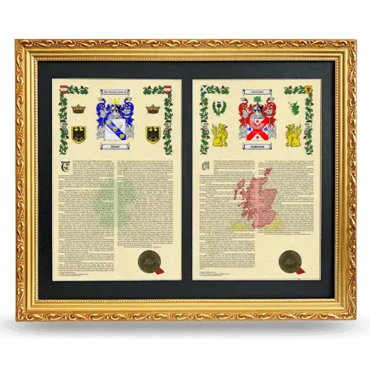 Double Armorial History Framed - Gold