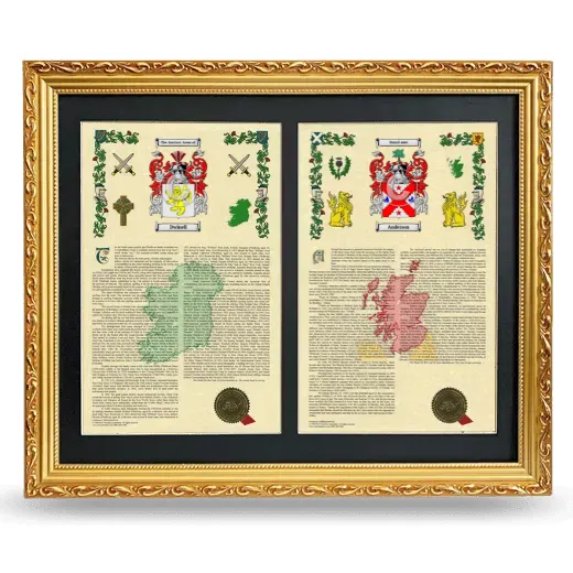 Double Armorial History Framed - Gold