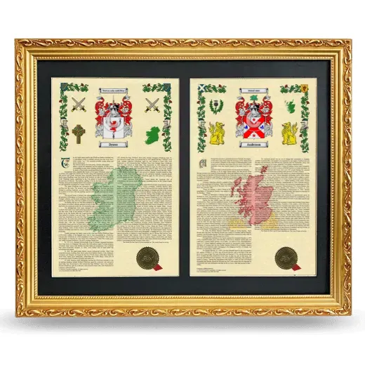 Double Armorial History Framed - Gold