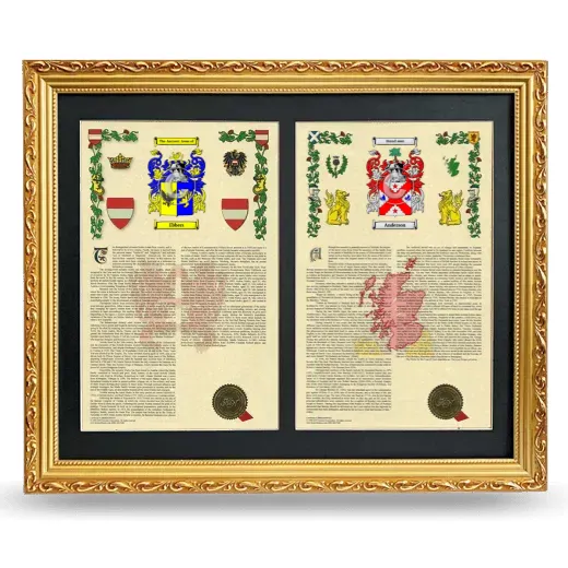 Double Armorial History Framed - Gold