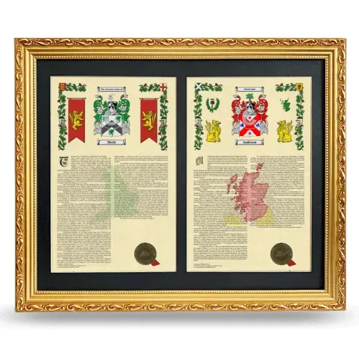 Double Armorial History Framed - Gold