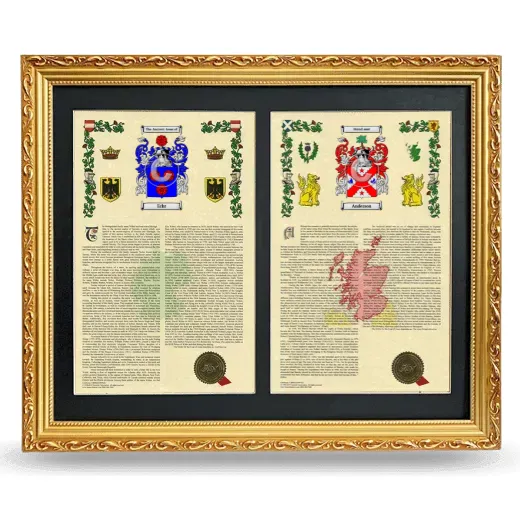 Double Armorial History Framed - Gold