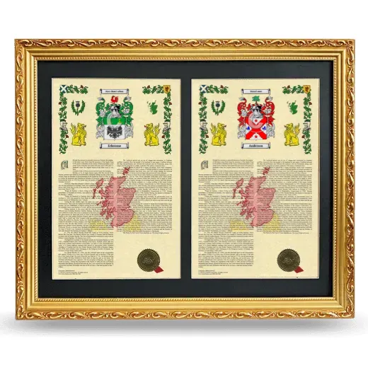 Double Armorial History Framed - Gold