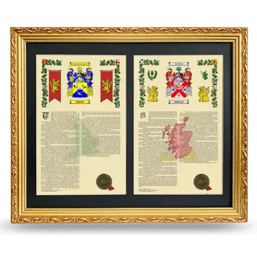 Double Armorial History Framed - Gold