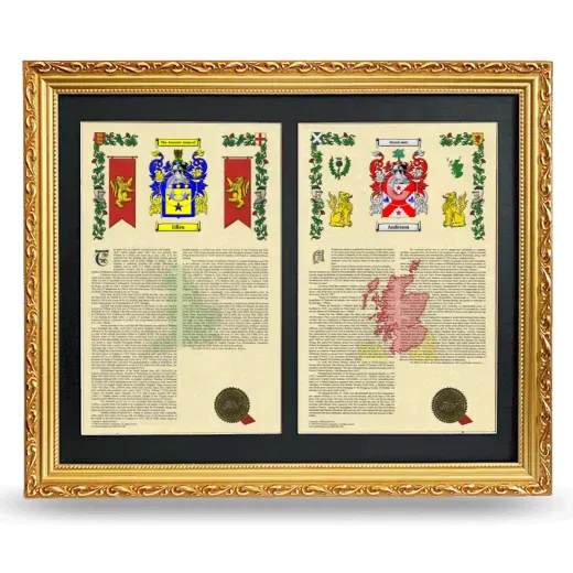 Double Armorial History Framed - Gold