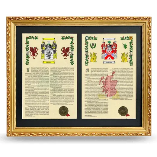 Double Armorial History Framed - Gold