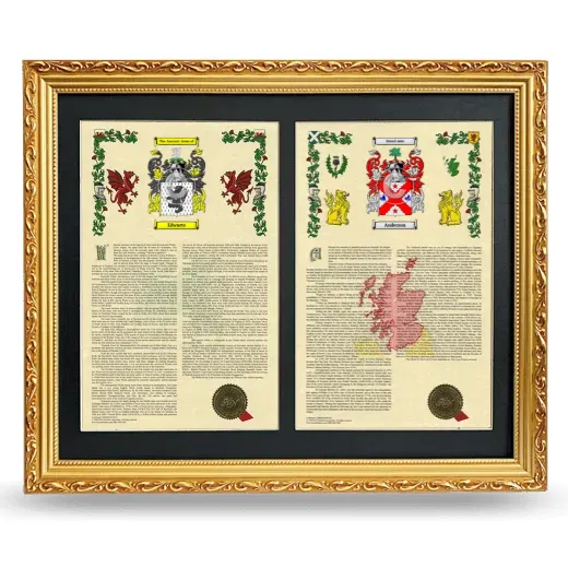 Double Armorial History Framed - Gold